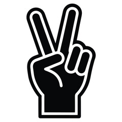 Vector of a Victory Hand Gesture in Black and White