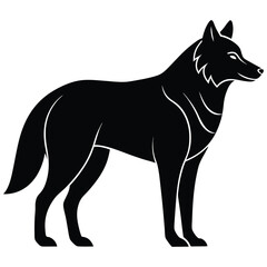 Wolf Silhouette in Black Smooth Vector Art