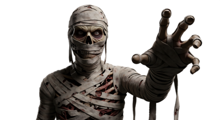 A realistic mummy trying to scare.