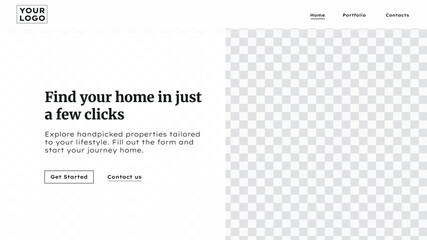 Template of Real Estate Website Landing Page Design with Property Listings and Modern One Page Layout in Editable Vector