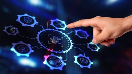 Biometrics Fingerprint concept. Biometrics security with digital interface