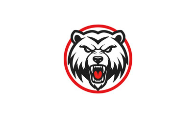 Bear Mascot Logo Inside Red Circle 