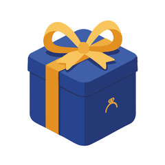 Closed Blue Velvet Ring Box with Ribbon Flat Icon