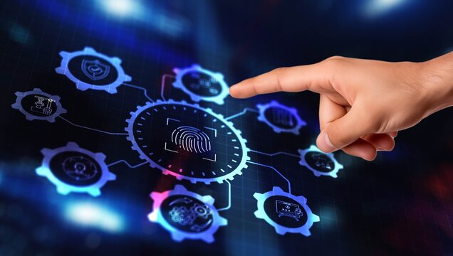 Biometrics Fingerprint concept. Biometrics security with digital interface - Powered by Adobe