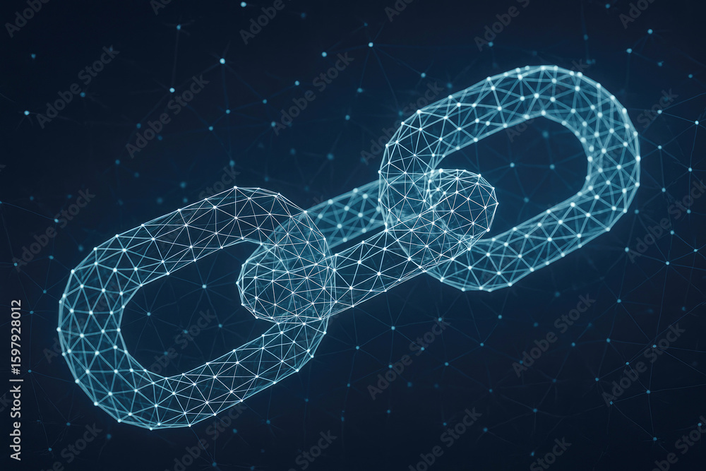 Poster interconnected digital chain network blockchain technology
