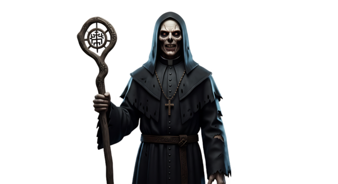 A dark priest lord trying to scare humans.