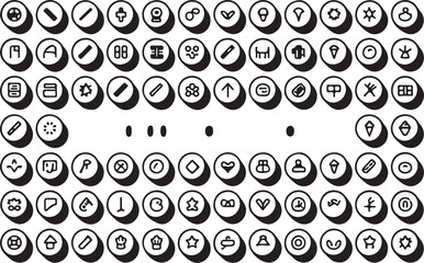 Seamless pattern vector illustration set of round internet buttons with numbers and symbols