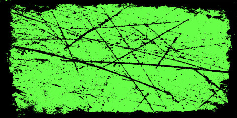 Grunge Green Frame Background with Distressed Black Border Texture