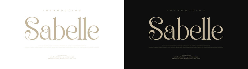 Sabelle Stylish Modern Serif Display Font. Clean Minimal Luxury Typography for Editorial, Beauty Branding, Classic Logos & Wedding Design. Vector Illustration.

