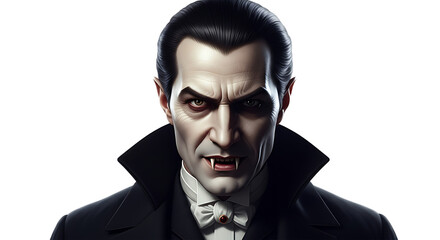 A realistic Dracula trying to scare people