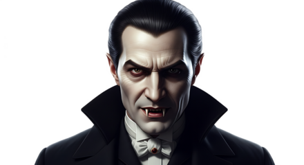 A realistic Dracula trying to scare people