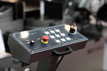 control console of metalworking band saw machine