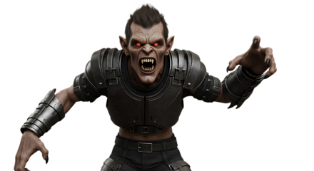 A werewolf trying to scare humans.