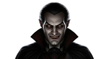 A realistic Dracula trying to scare people