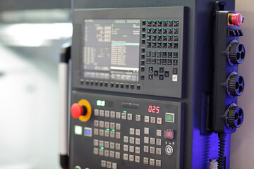 metalworking machine CNC control panel close up