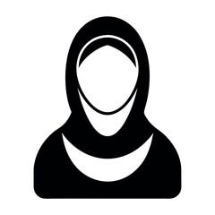 Black and White Icon Depicting a Person Wearing a Hijab, Religious Symbol
