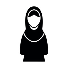 Black and White Silhouette of a Woman Wearing a Hijab, Facing Forward