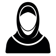 Silhouette Illustration Woman Wearing Hijab, Traditional Muslim Headscarf, Religious Symbol, Modern Design