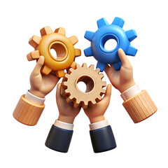 Three Hands Holding Gears: Business Collaboration & System Integration