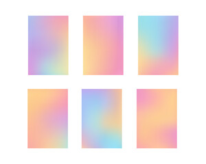 Fototapeta premium Collection of holographic pastel gradient textures for design