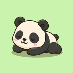 cute cartoon panda sleep icon illustration concept