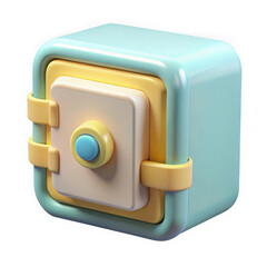 3d render of a playful and colorful secure safe with shiny smooth surface