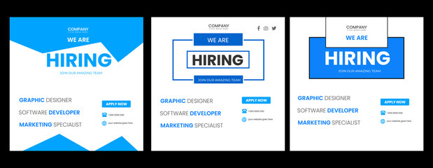 We Are Hiring Instagram Post – Job Vacancy Social Media Banner Template, Creative Hiring Social Media Post – Job Recruitment Instagram Banner Template.