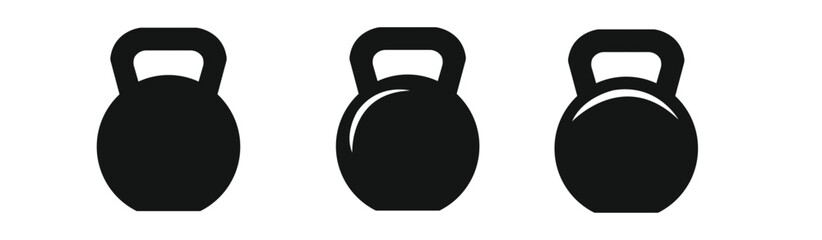 Kettlebell icons. Weight icons. Set of different kettlebells. Kettlebell vector illustration. Fitness kettlebell.