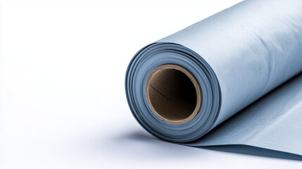 Soft blue paper roll, ideal for crafts and wrapping, showcasing smooth texture and versatility for various projects