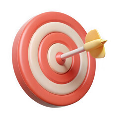3d render of a bullseye with arrow hitting the center representing achievement and goals