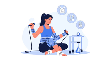 Fototapeta premium Empowered Woman Recovering From Injury With Physical Therapy Exercises and Rehabilitation
