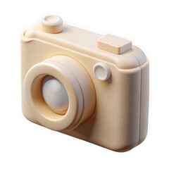 3d render of a modern beige camera isolated on a black background for design projects