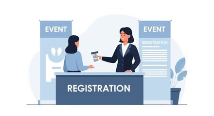Efficient Event Check-In Process for Attendees at Conference Registration Desk