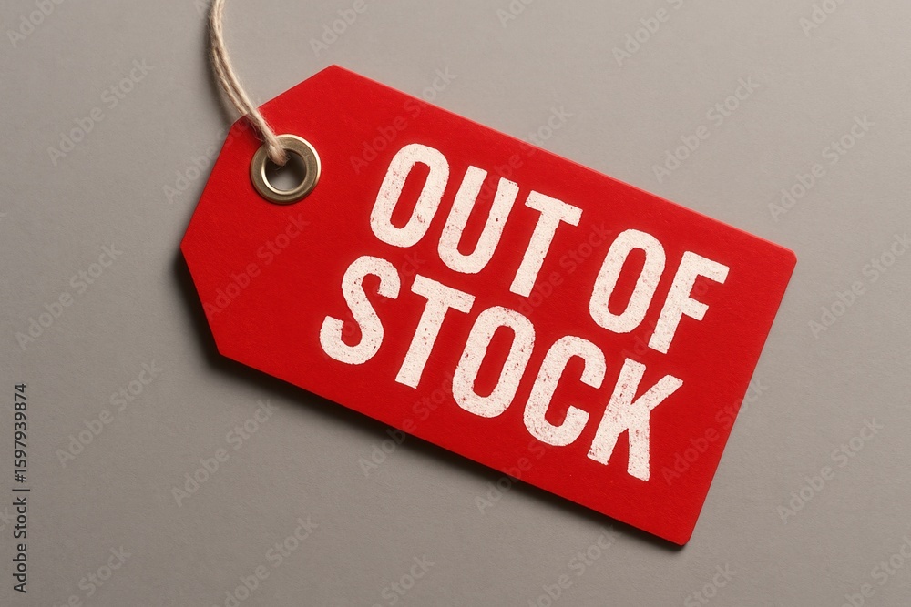 Poster red tag with a string reading 