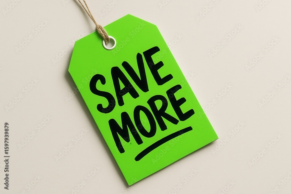 Poster a bright green price tag with the text 