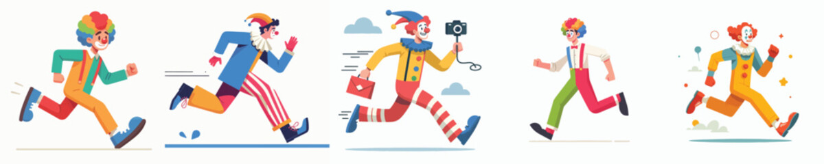 a group of clown vectors running