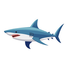 Naklejka premium A blue great shark illustration with open mouth showing sharp teeth