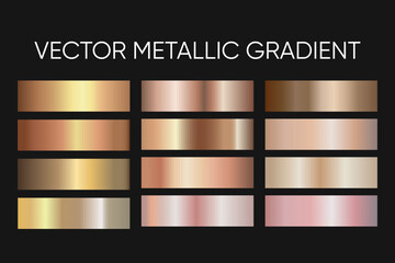 Vector metallic gradient set in gold, rose and champagne tones © Anna