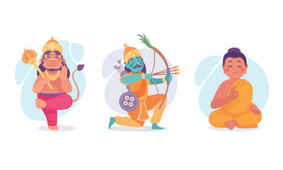 Illustration of Divine Deities and Spiritual Figures Inspired by Ancient Traditions and Beliefs