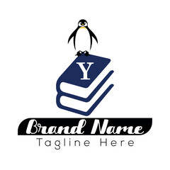 Company logo vector design featuring a business icon and symbol illustration of a penguin silhouette for web and construction company signs, Y logo design 