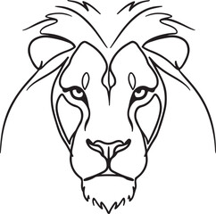 Abstract lion face created with a single line, elegant and modern design concept for branding or poster art,