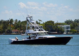 Fishing Boat on the Florida Intra-Coastal off of Miami Beach.
