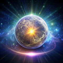 Obraz premium Glowing Energy Sphere with Cosmic Light Background