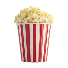 Popcorn bucket with flying popcorn on transparent background

