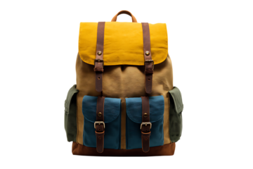 Stylish multi colored canvas backpack, travel bag.