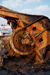 Close-Up Of Rusty Machinery Component In Industrial Setting
