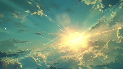 Fototapeta premium Bright green divine light, like cosmic nebulae and shining clouds