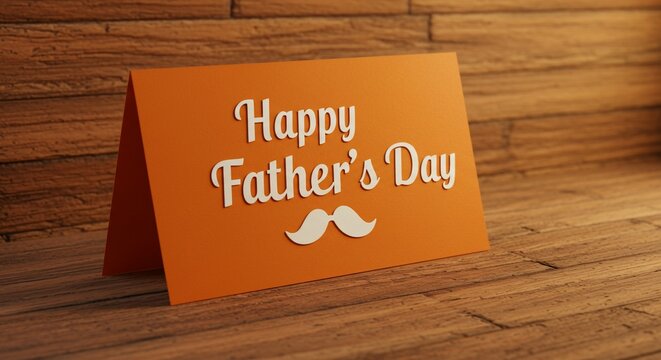 Festive fathers day celebration card on wood background for family occasions and seasonal greetings