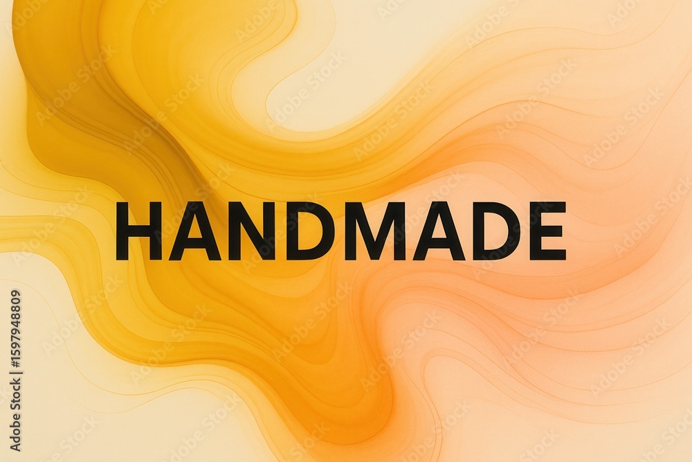 Poster abstract paper art with swirling yellow and peach layers features the word 