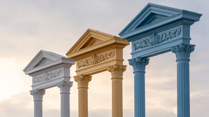 Fototapeta premium Colorful Ornate Pillars Trio